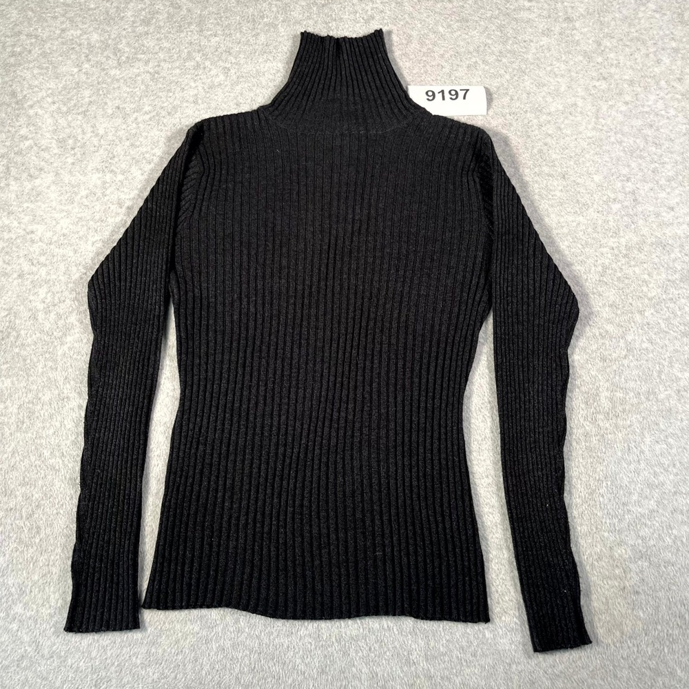 Vintage Old Navy Sweater Womens Large Black Ribbed Knit Acrylic High Neck Winter